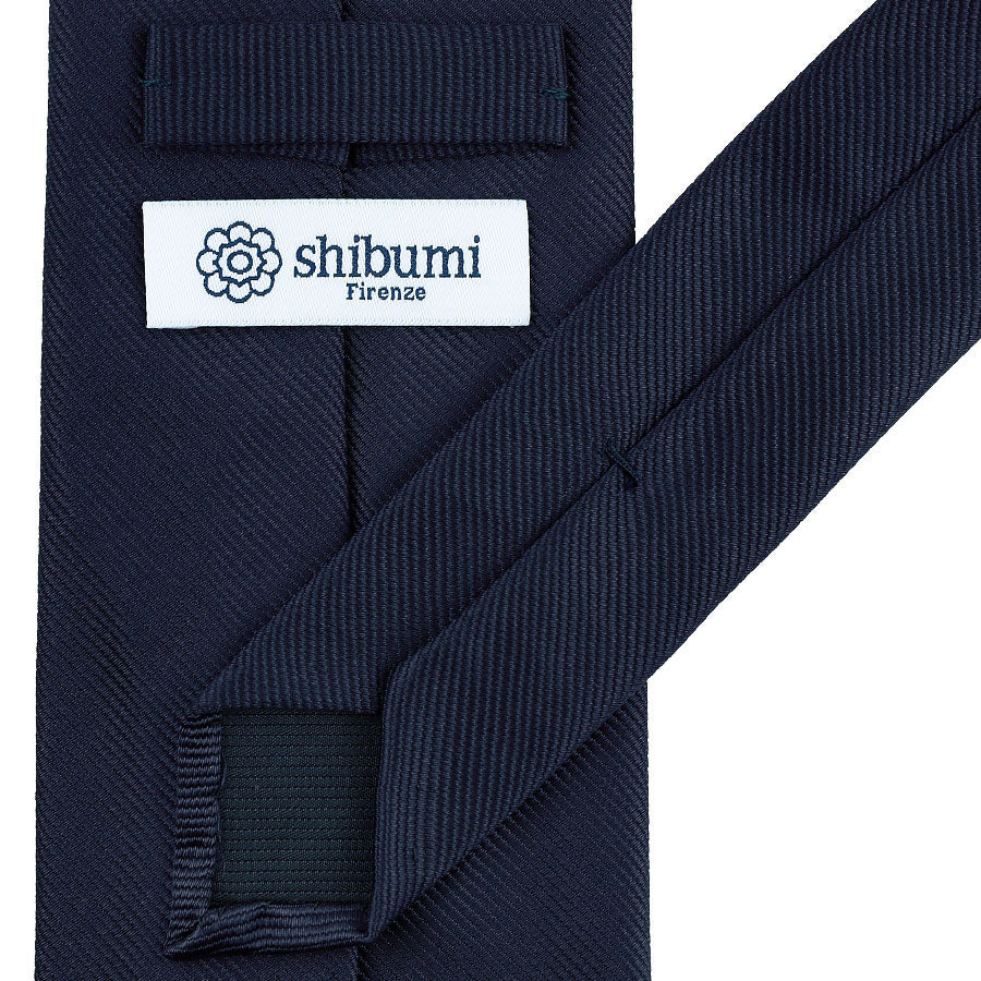 Plain Repp Silk Tie - Midnight - Hand-Rolled