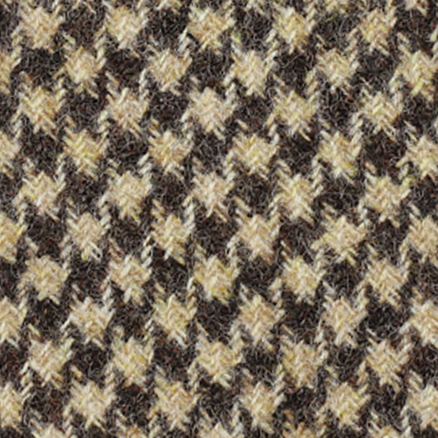 Abraham Moon Houndstooth Bespoke Wool Tie - Brown / Beige