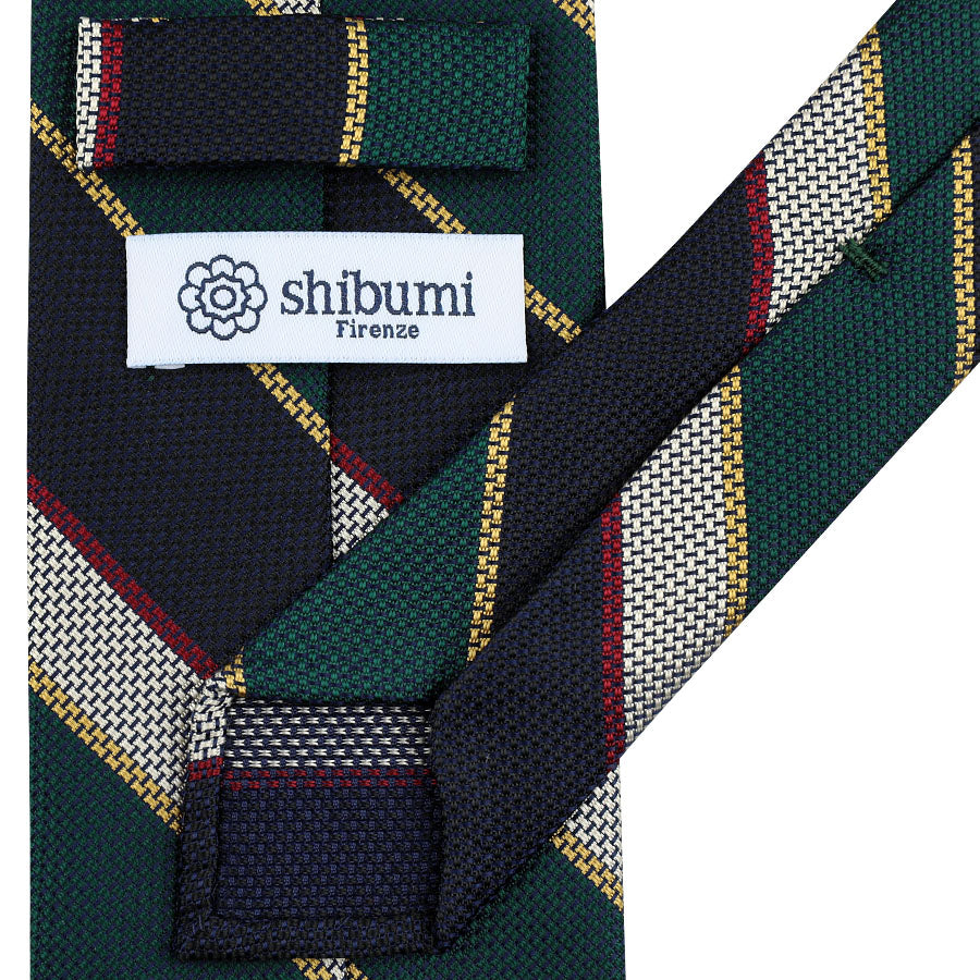 Japanese Grenadine Silk Tie - Navy / Forest / Ivory