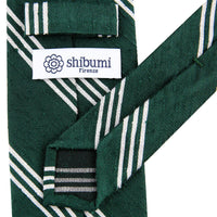 Triple Stripe Shantung Bespoke Tie - Forest Green