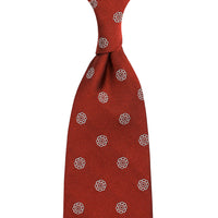 Shibumi-Flower Jacquard Silk Tie - Rust - Hand-Rolled