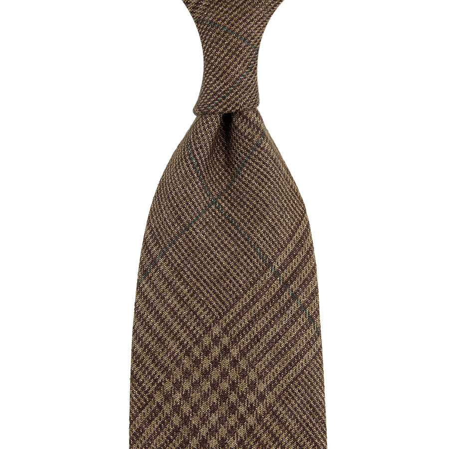 Maison Hellard Glencheck Linen Tie - Brown