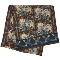 Tiger Printed Wool / Silk Scarf - Brown
