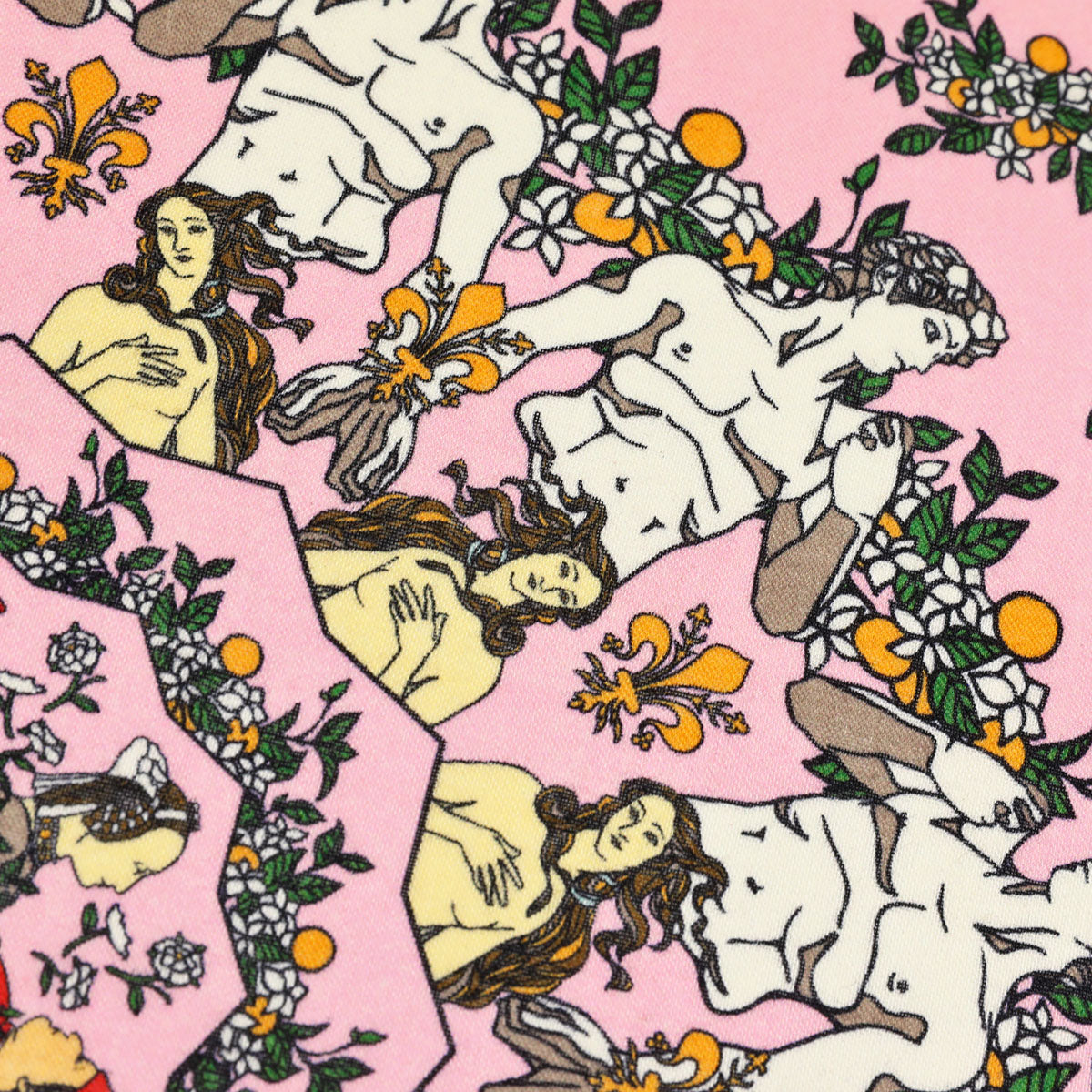 Renaissance Motif Wool / Silk Pocket Square - Pink - 40x40cm