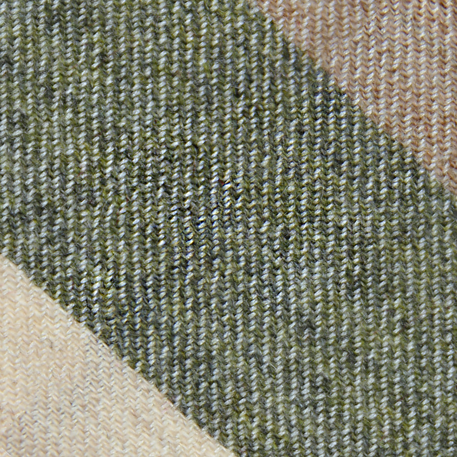 Triple Stripe Pure Cashmere Bespoke Tie - Beige / Moss / Cream