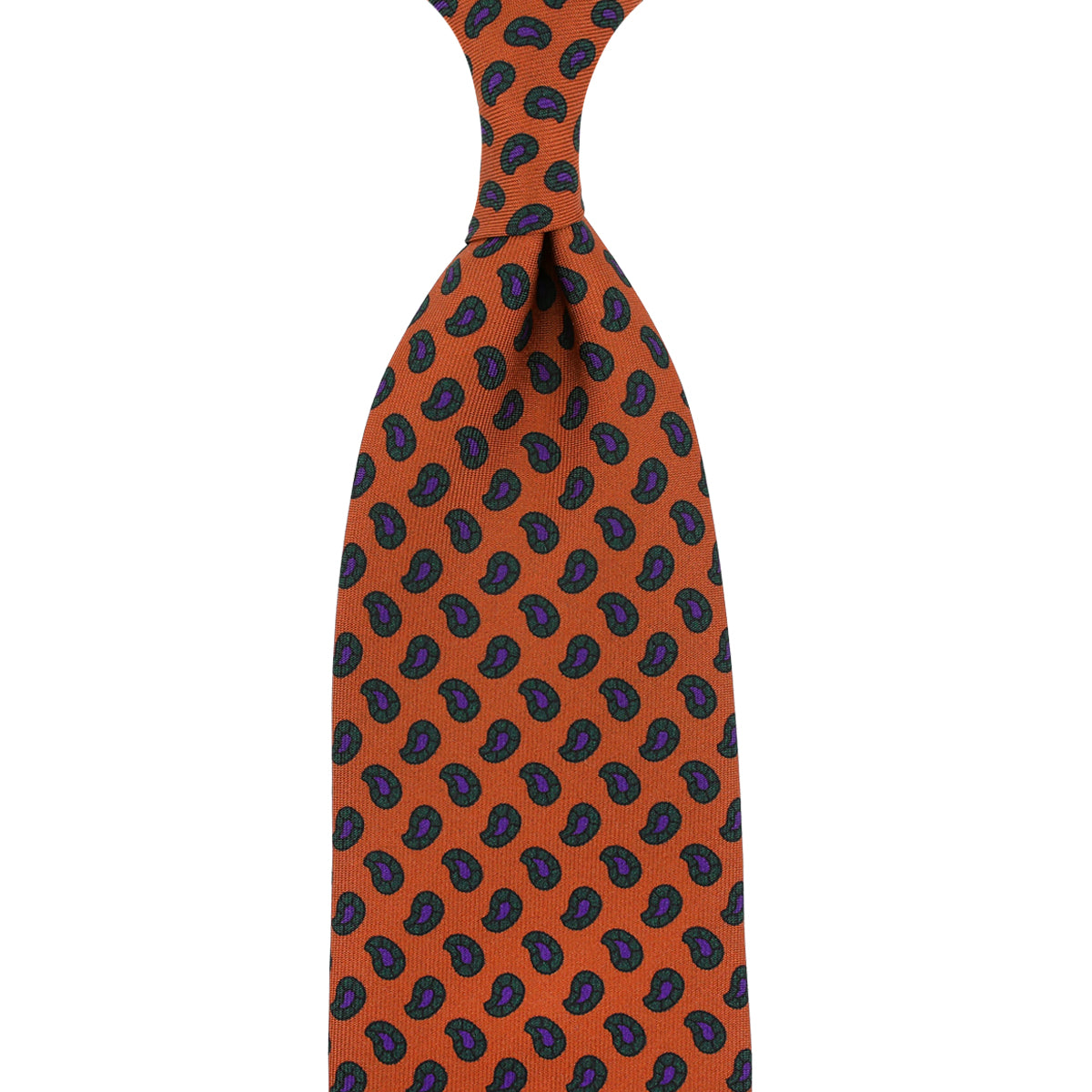 Ancient Madder Silk Tie - Orange - Hand-Rolled