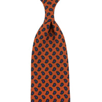 Ancient Madder Silk Tie - Orange - Hand-Rolled