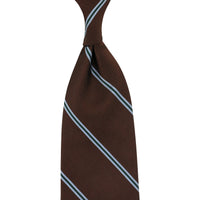 Repp Stripe Silk Tie - Brown - Hand-Rolled
