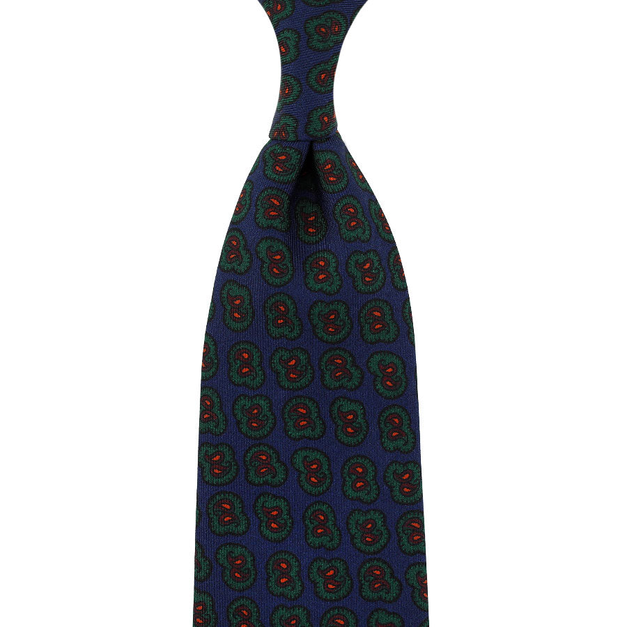 Ancient Madder Silk Tie - Navy - Hand-Rolled