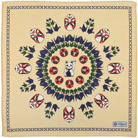 Fortune Motif Wool / Silk Pocket Square - Cream - 40x40cm
