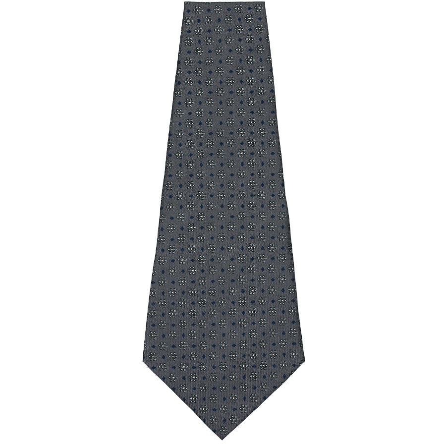 Floral Printed Silk Bespoke Tie - Grey