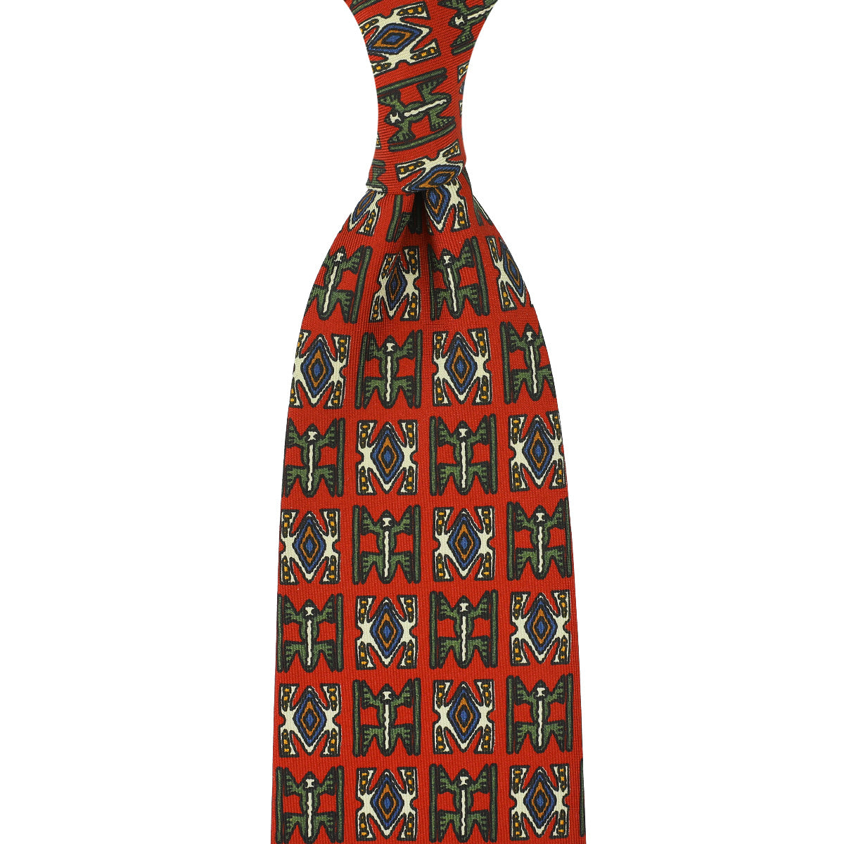 Floral Printed Silk Tie - Rust - Hand-Rolled