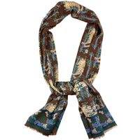 Tiger Printed Wool / Silk Scarf - Brown
