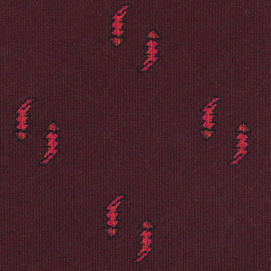 Floral Printed Silk Bespoke Tie - Burgundy