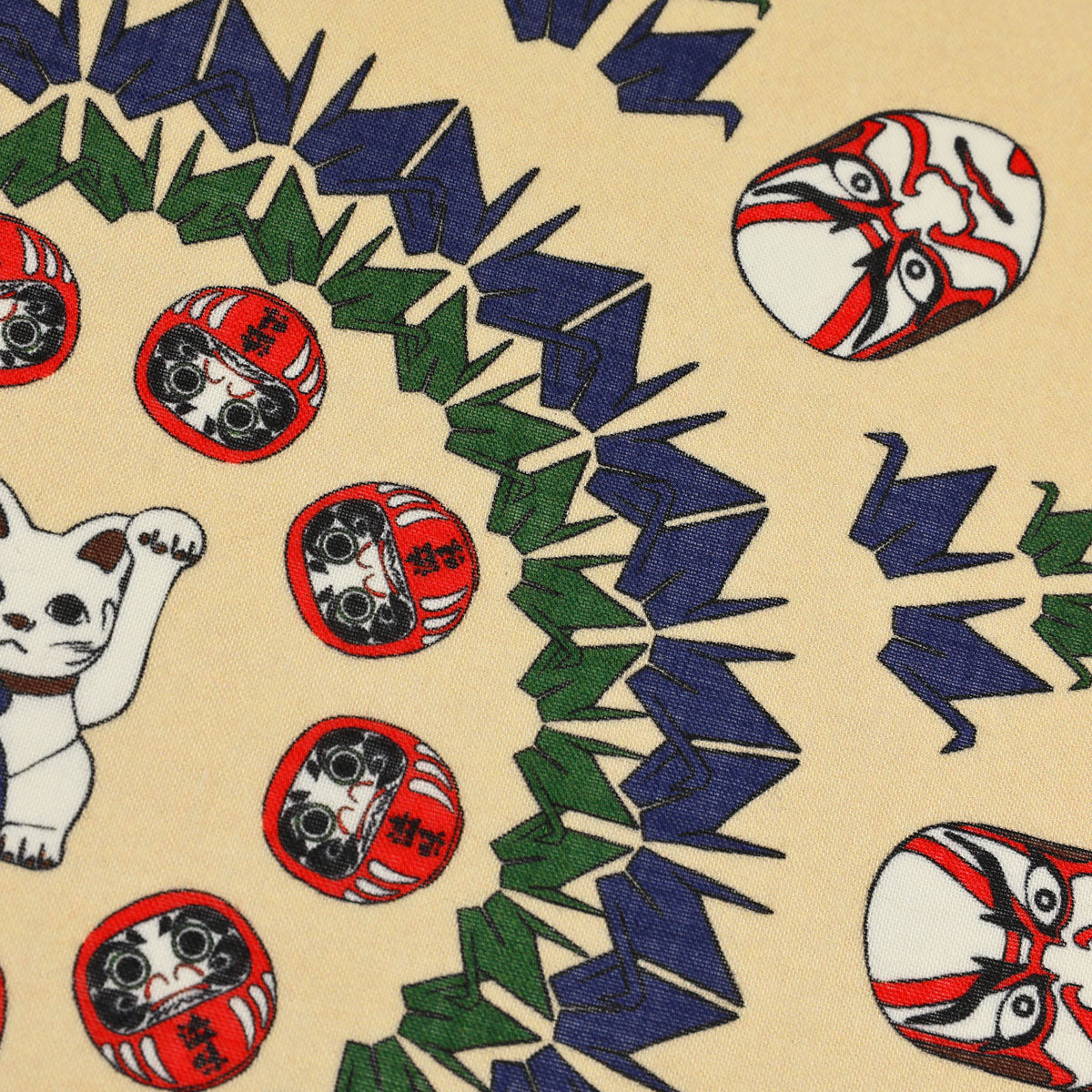 Fortune Motif Wool / Silk Pocket Square - Cream - 40x40cm