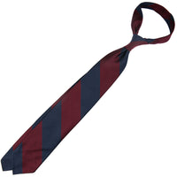 Block Stripe Repp Silk Tie - Navy / Burgundy - Hand-Rolled