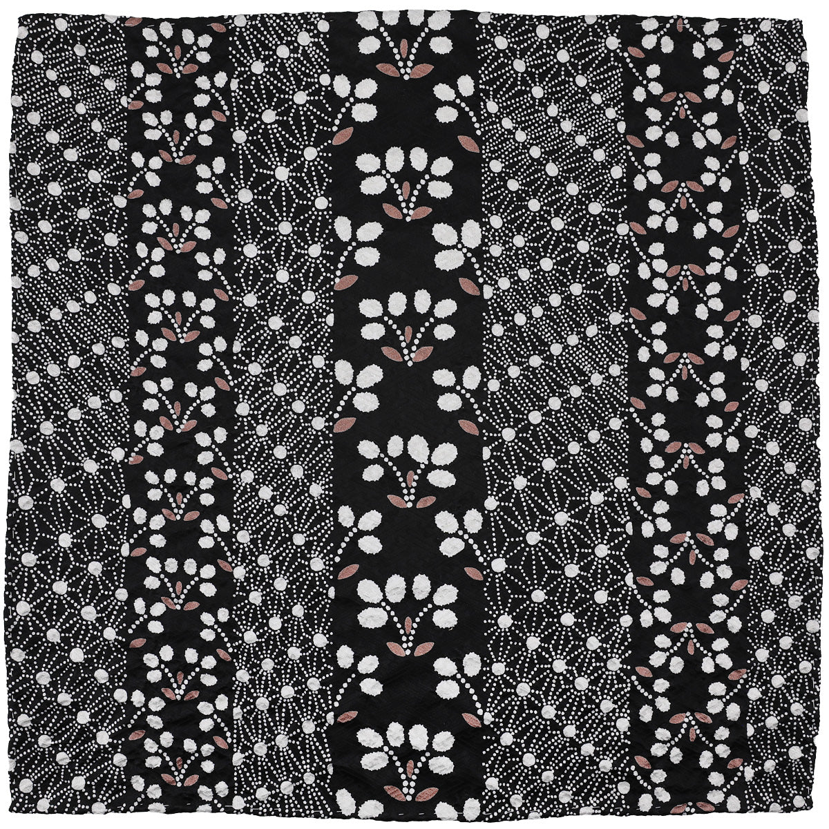 Vintage Kimono Silk Pocket Square - Black