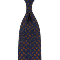 Ancient Madder Silk Tie - Navy - Hand-Rolled