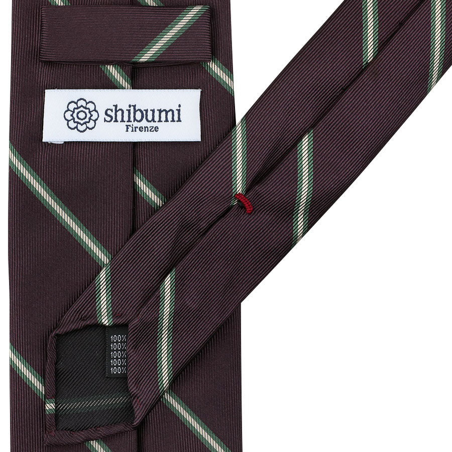 Repp Stripe Silk Tie - Eggplant - Hand-Rolled