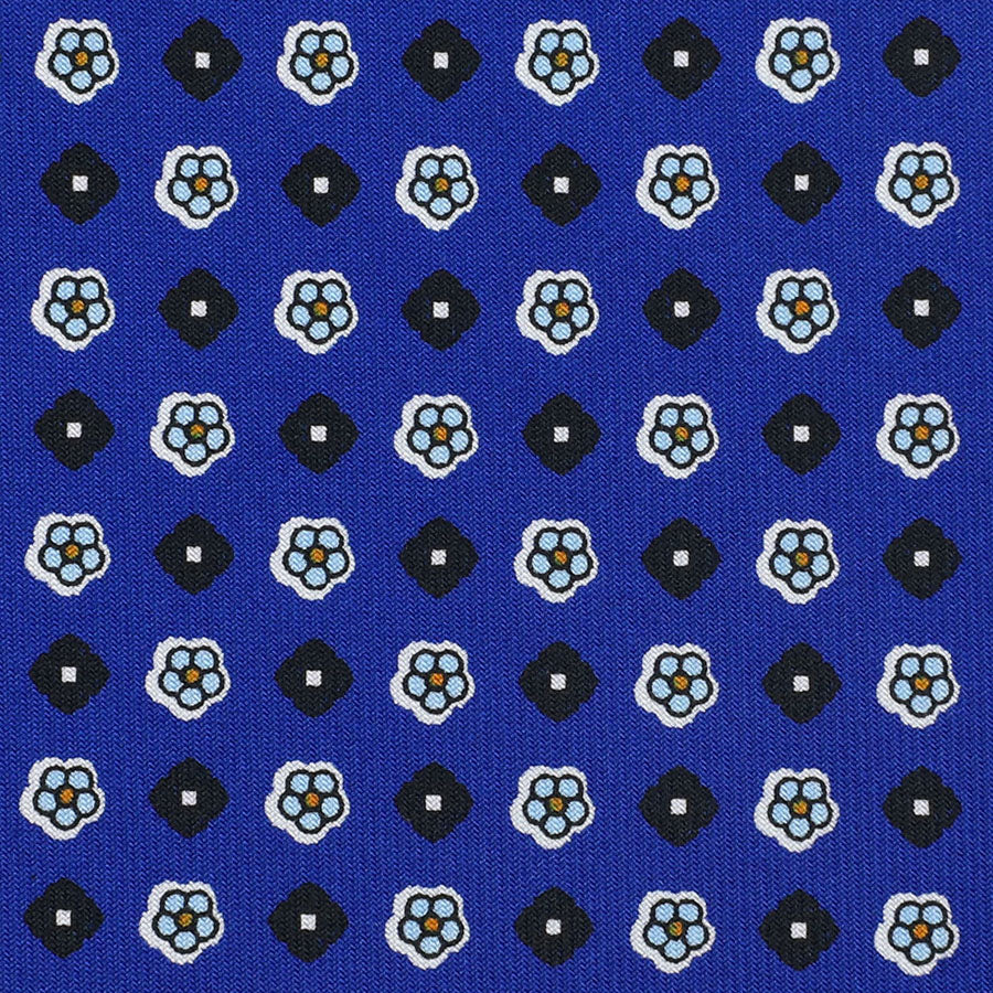 Floral Printed Silk Bespoke Tie - Blue