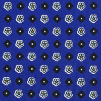 Floral Printed Silk Bespoke Tie - Blue