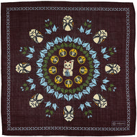 Fortune Motif Wool / Silk Pocket Square - Burgundy - 40x40cm