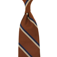 Repp Stripe Silk Tie - Copper - Hand-Rolled
