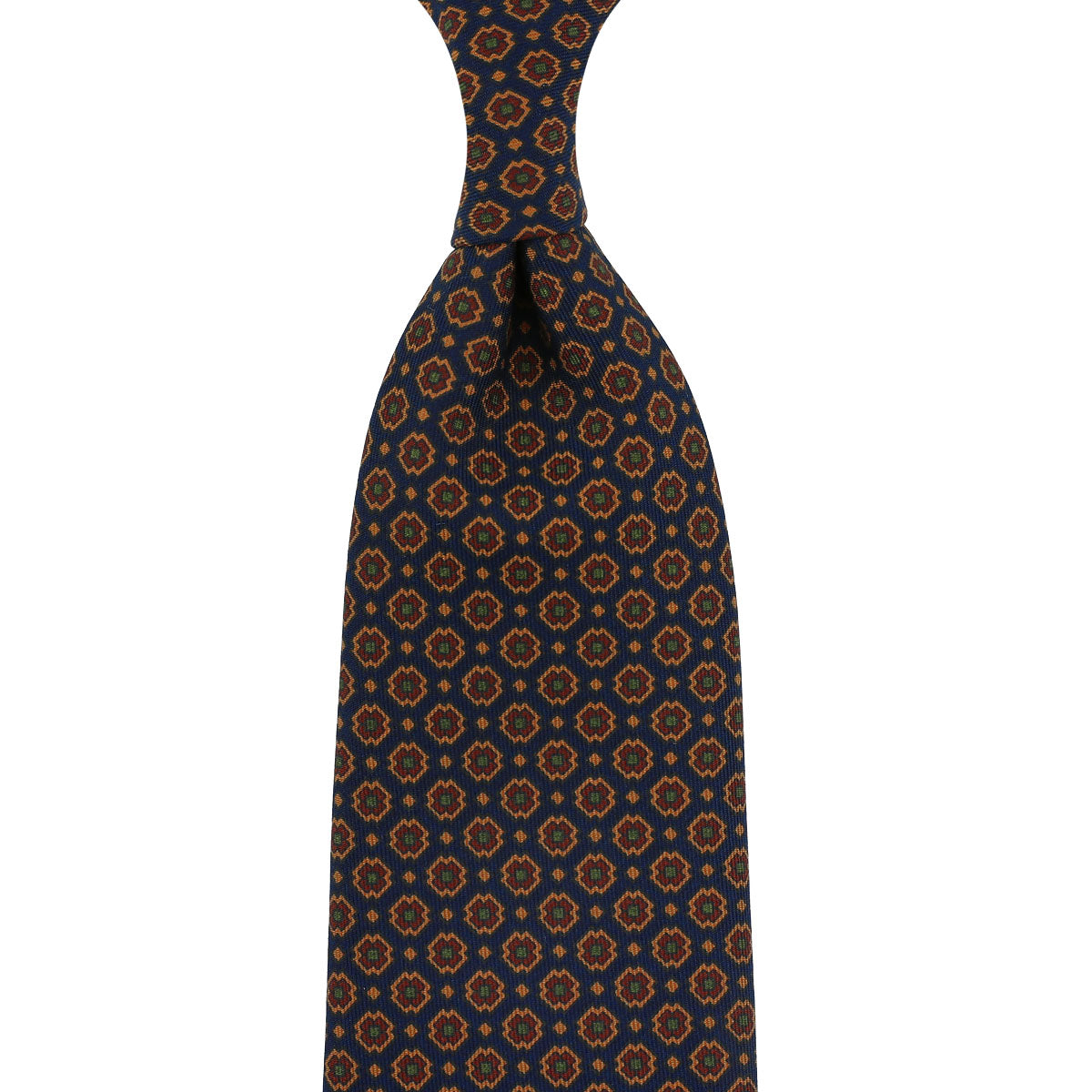 Ancient Madder Silk Tie - Navy - Hand-Rolled
