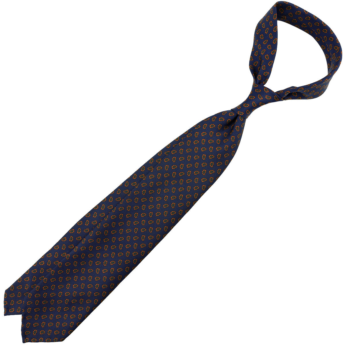 Ancient Madder Silk Tie - Navy - Hand-Rolled