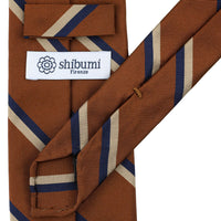 Repp Stripe Silk Tie - Copper - Hand-Rolled
