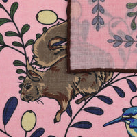 Animal Motif Wool / Silk Pocket Square - Pink - 40x40cm