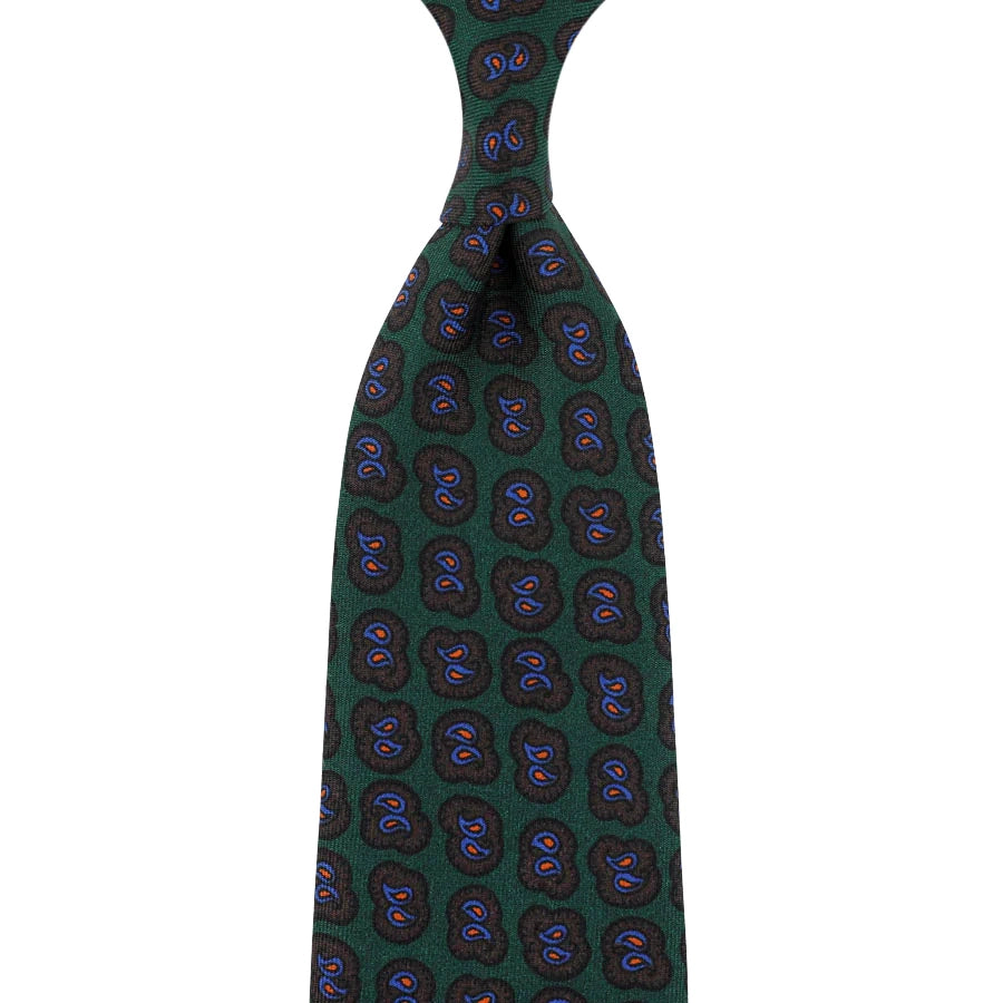 Ancient Madder Silk Tie - Forest - Hand-Rolled