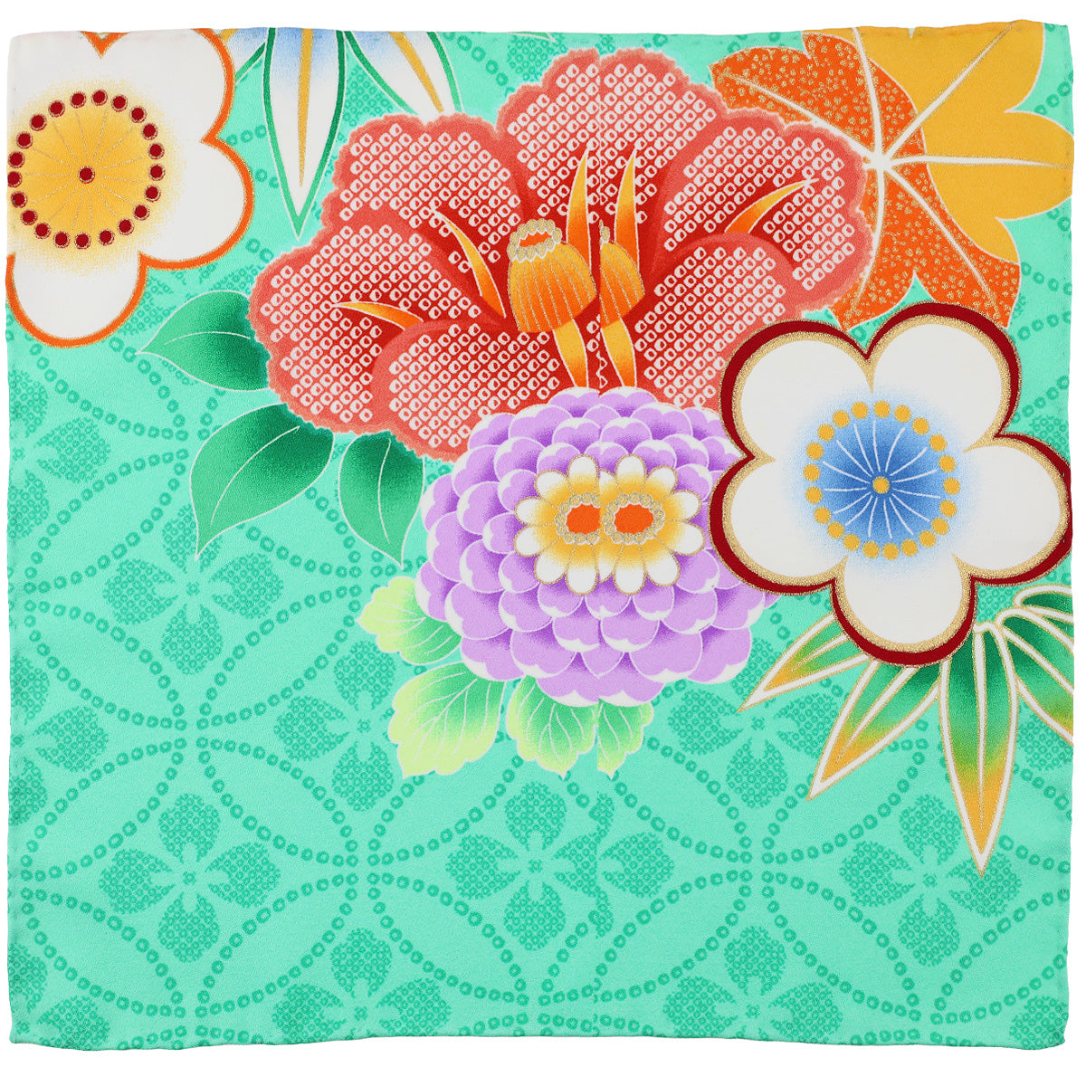 Vintage Kimono Silk Pocket Square - Sea Green