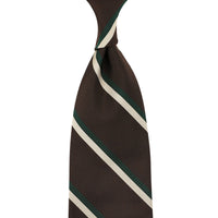 Repp Stripe Silk Tie - Espresso - Hand-Rolled