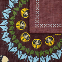 Fortune Motif Wool / Silk Pocket Square - Burgundy - 40x40cm