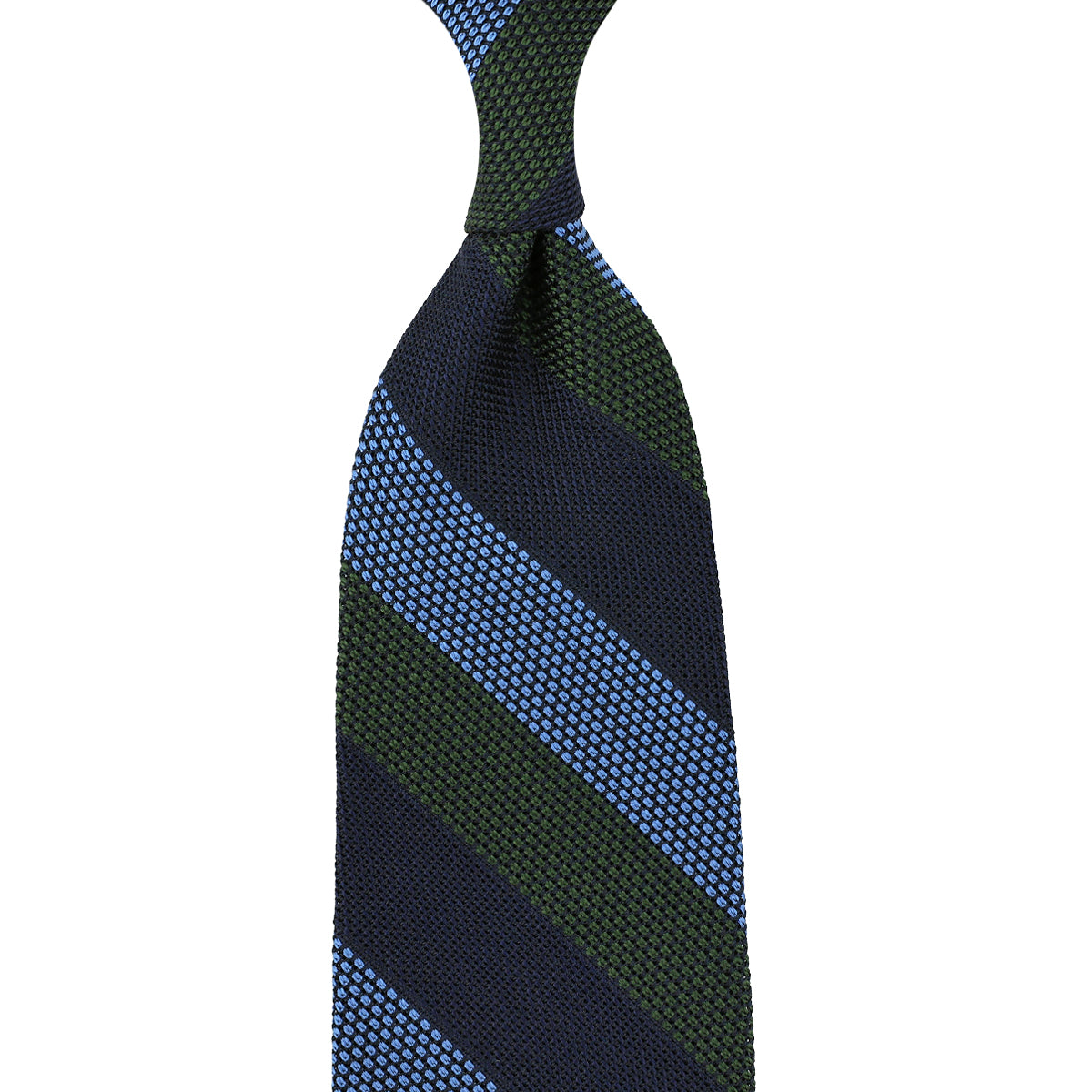 Striped Fina Grenadine Silk Tie - Navy / Blue / Army