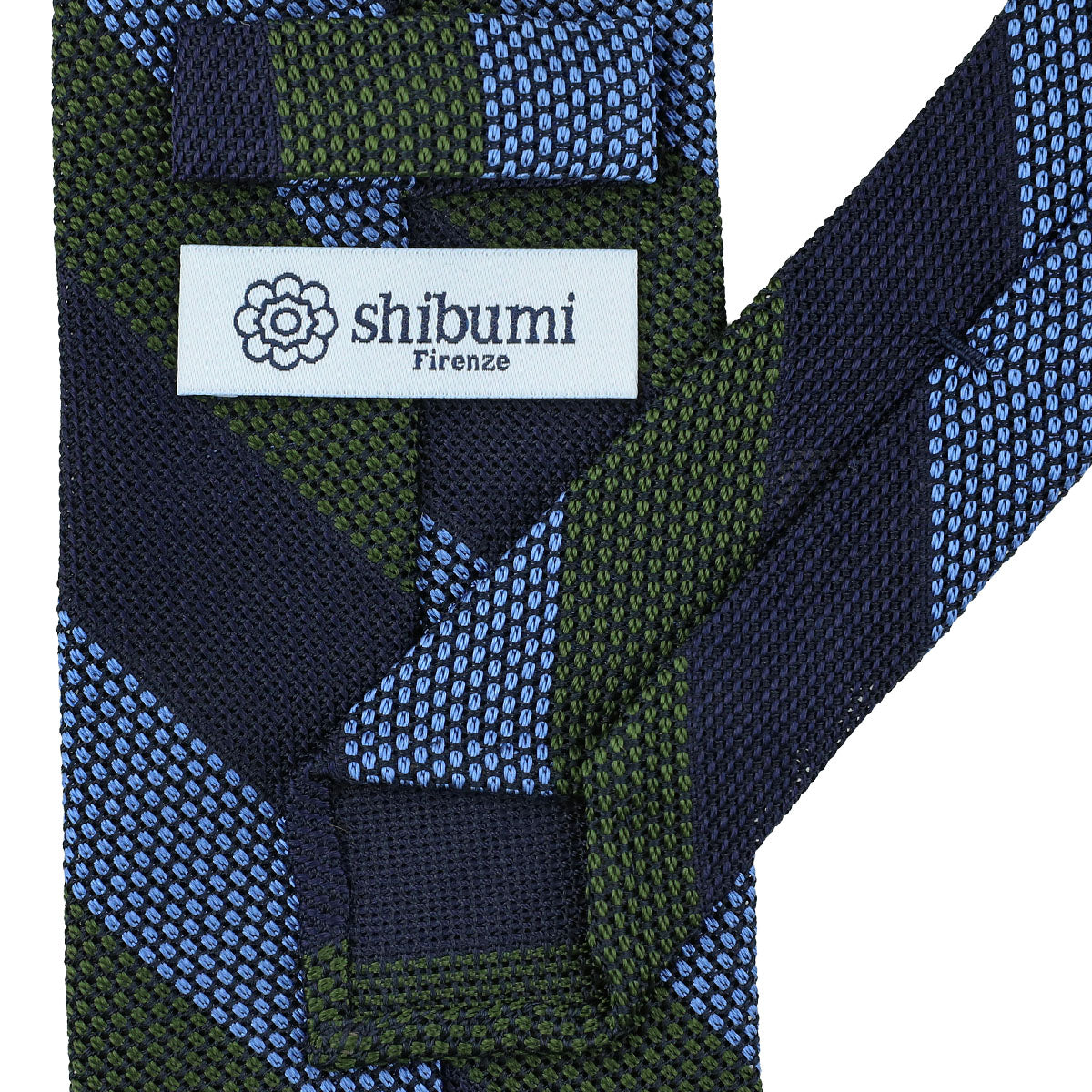 Striped Fina Grenadine Silk Tie - Navy / Blue / Army