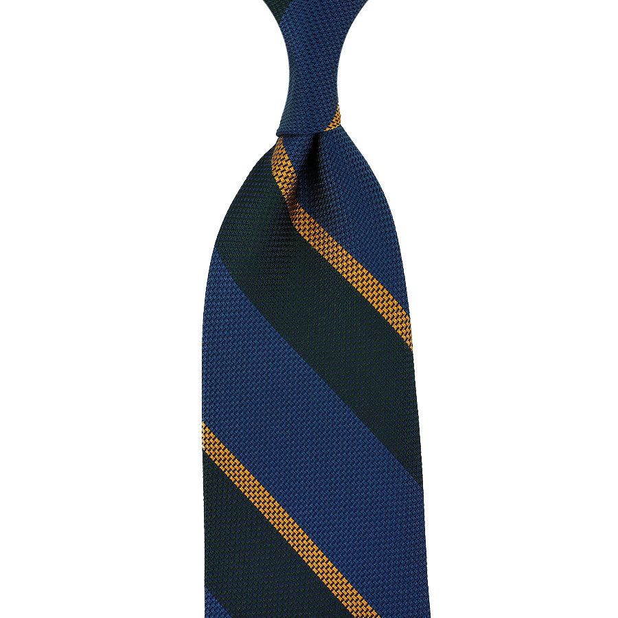 Japanese Grenadine Silk Tie - Forest / Blue / Gold