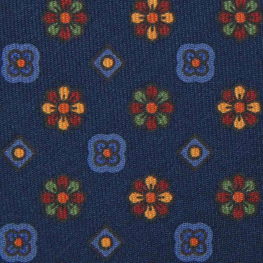 Ancient Madder Silk Bespoke Tie - Navy