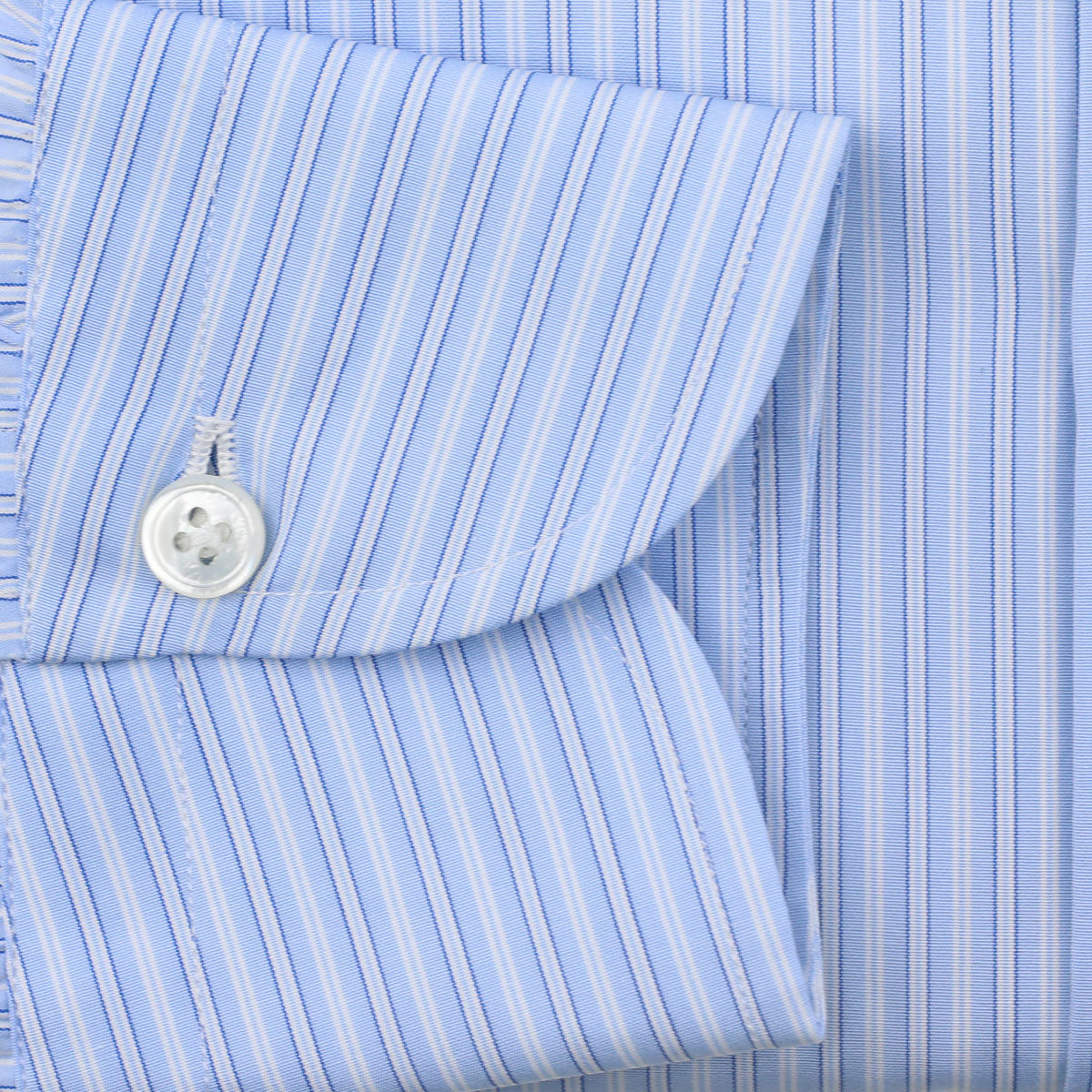 Poplin Semi Spread Shirt - Blue - Ticking Stripe