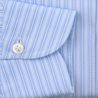 Poplin Semi Spread Shirt - Blue - Ticking Stripe