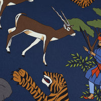 Animal Motif Silk Pocket Square - Navy - 40x40cm