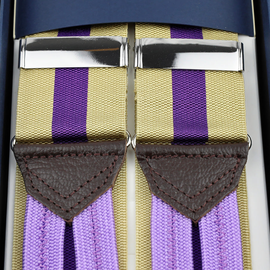 Barathea Braces - Beige / Lilac