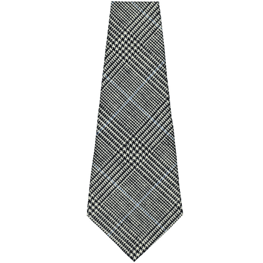 Abraham Moon POW Check Bespoke Wool / Linen Tie - Grey