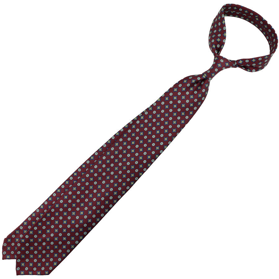 Anniversary Collection - Floral Printed Silk Tie - Burgundy