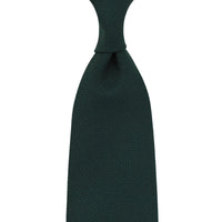 Hopsack Wool Tie - Bottle Green - Hand-Rolled