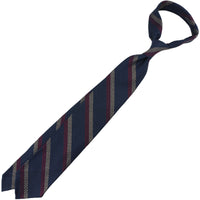 Striped Grossa Grenadine Silk Tie - Navy / Berry / Taupe