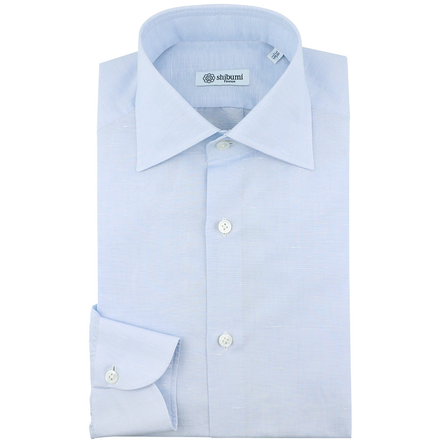 Cotton / Linen Semi Spread Shirt - Sky Blue