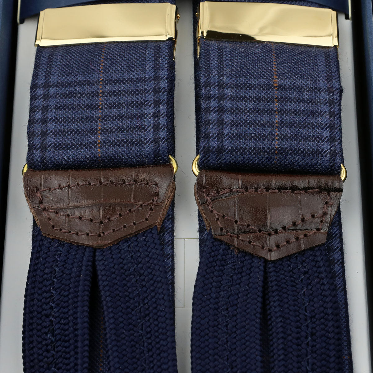 Checked Wool Braces - Navy