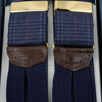 Checked Wool Braces - Navy